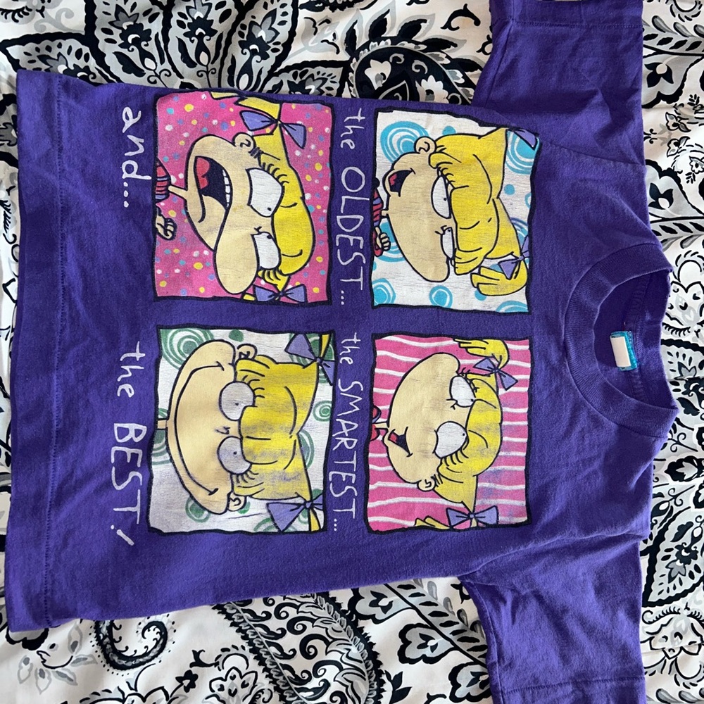 Purple Kids Cartoon Graphic T-Shirt Rugrats Angelica